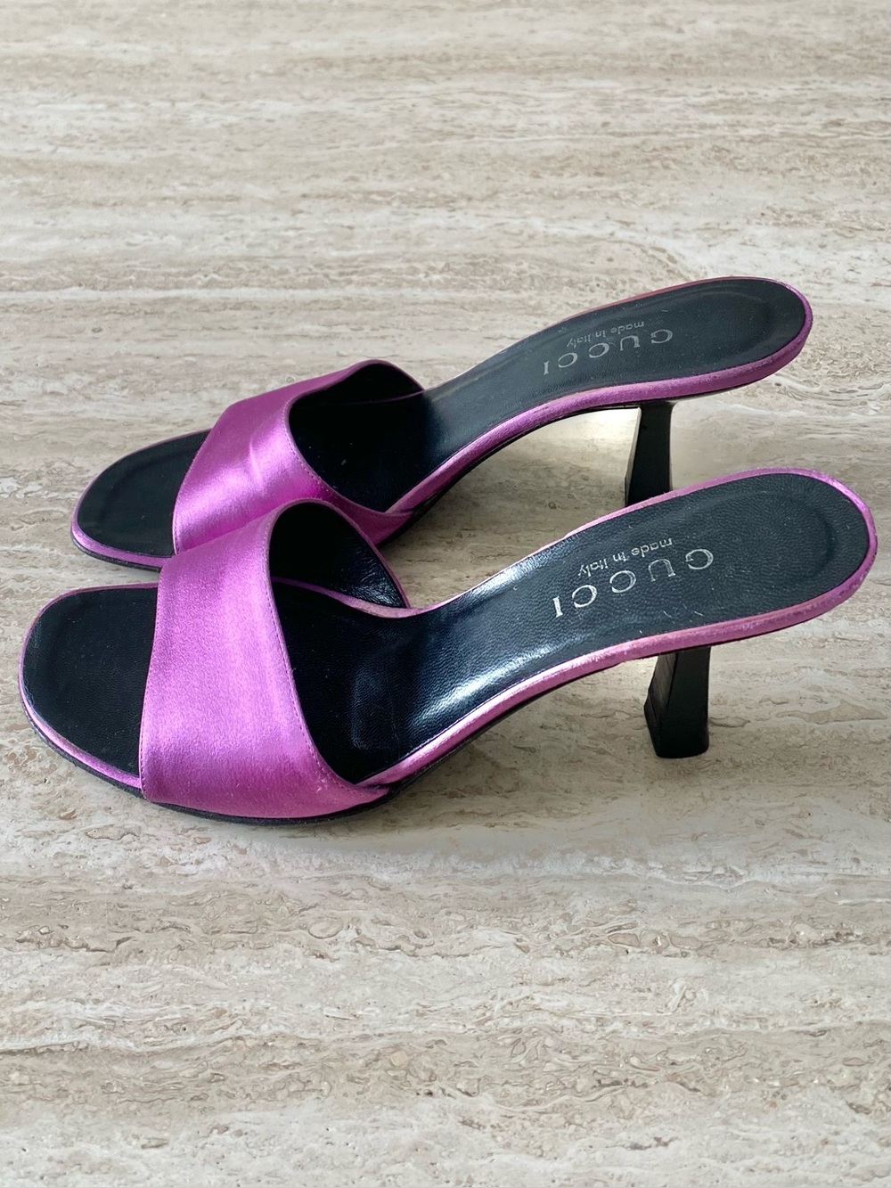 Vintage Gucci Tom Ford-era Satin Mule Sandal Heels - Picture 3 of 13